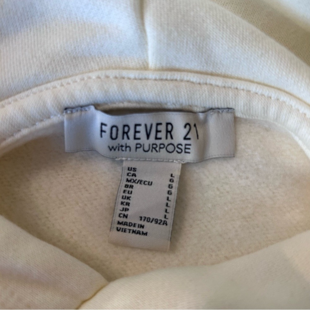 NWOT Forever 21 with Purpose Pale Yellow Crop sweatshirt Hoodie Size Large - Picture 6 of 6